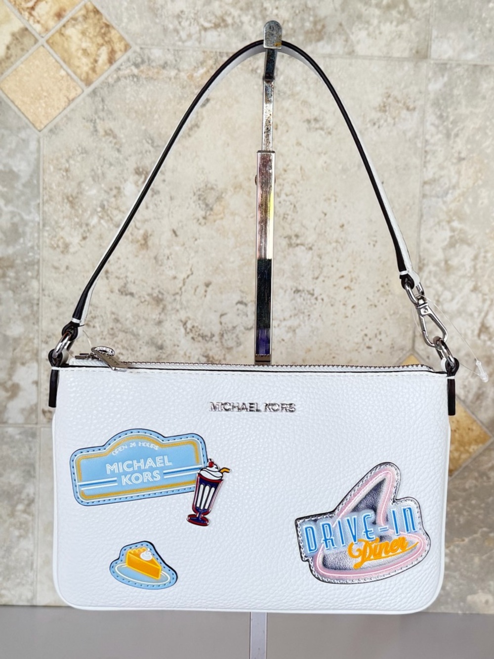Michael Kors Jet Set SM Clutch Convertible Mini Bag MK White Dinner